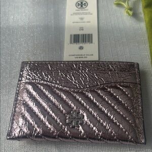 Tory Burch Metallic Card Holder Emerson Quilted Slim Case BNWT